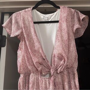 Mittoshop red leopard dress women's m tie front long lined